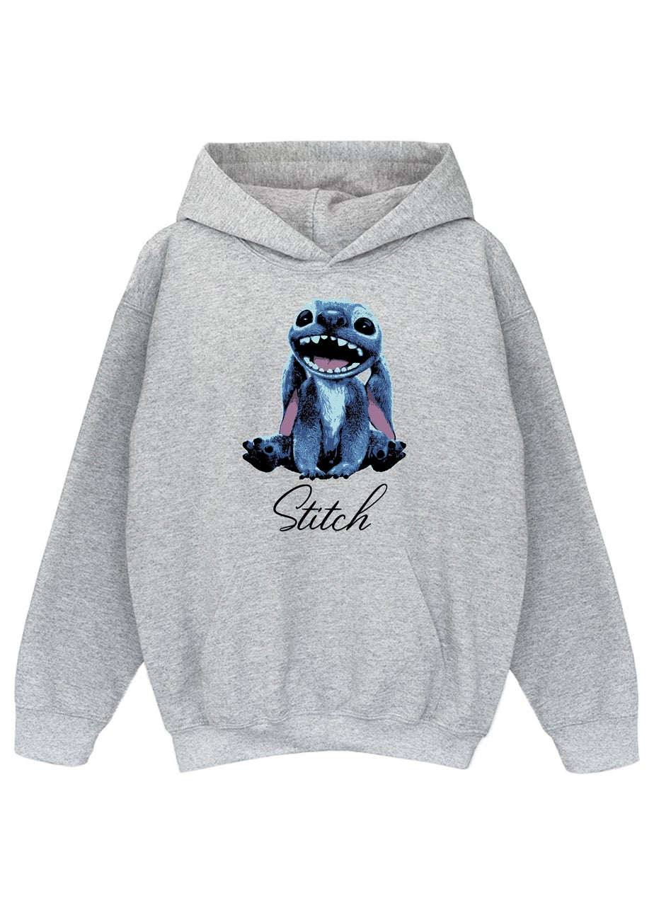 Disney Stitch Flower Kids Grey Graphic Hoodie (3-13 Years)