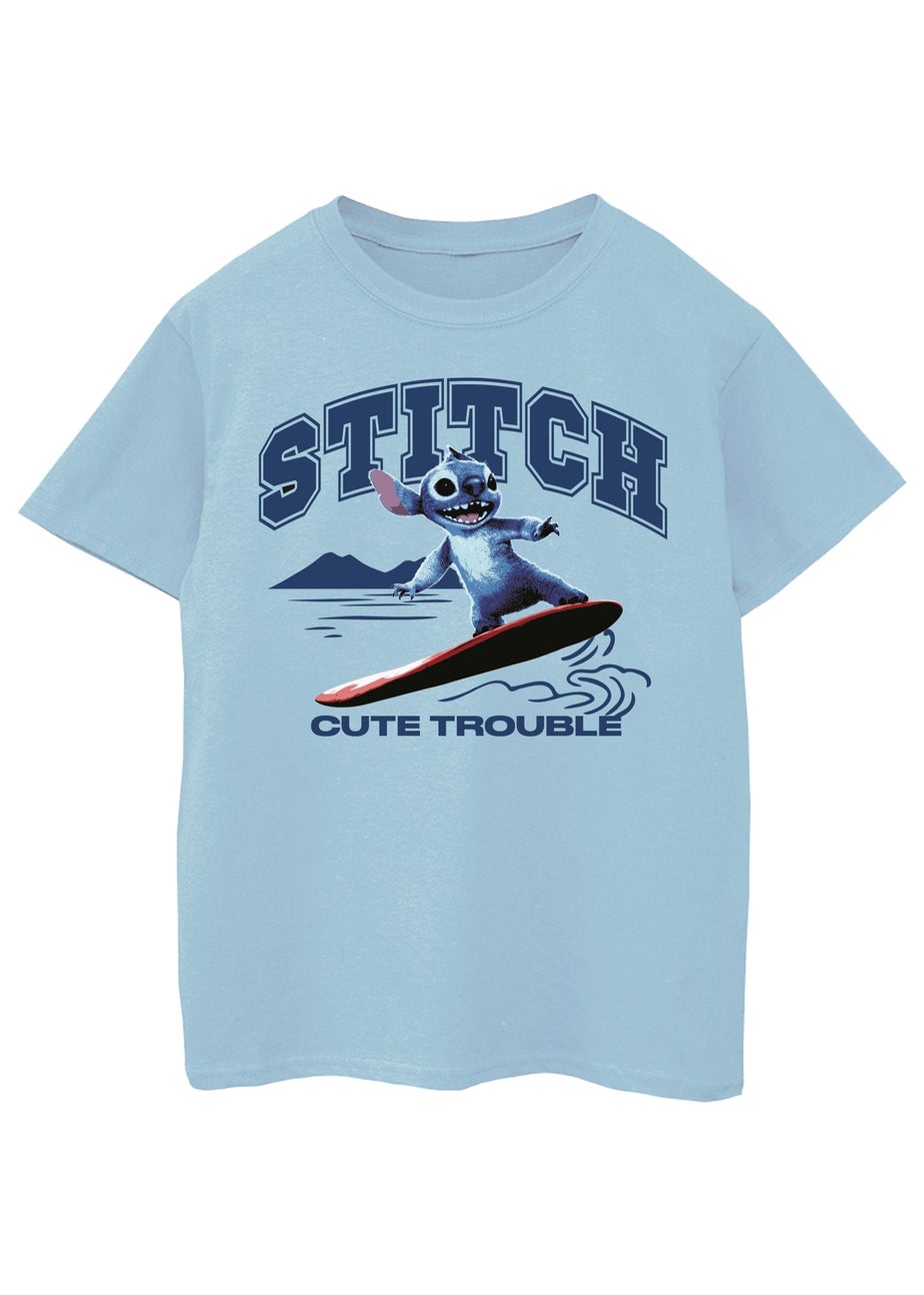 Disney Stitch Cute Trouble Kids Blue T Shirt (3-13 Years)