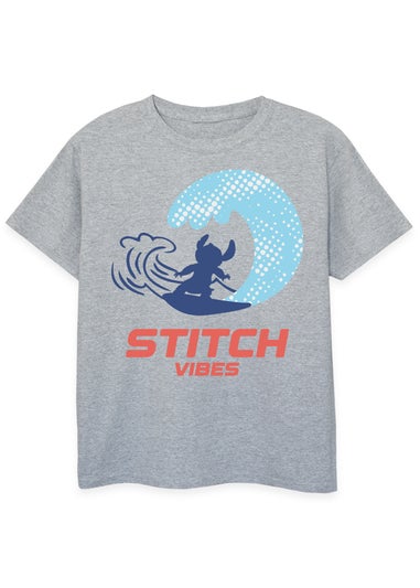 Disney Stitch Vibes Kids Grey T Shirt (3-13 Years)