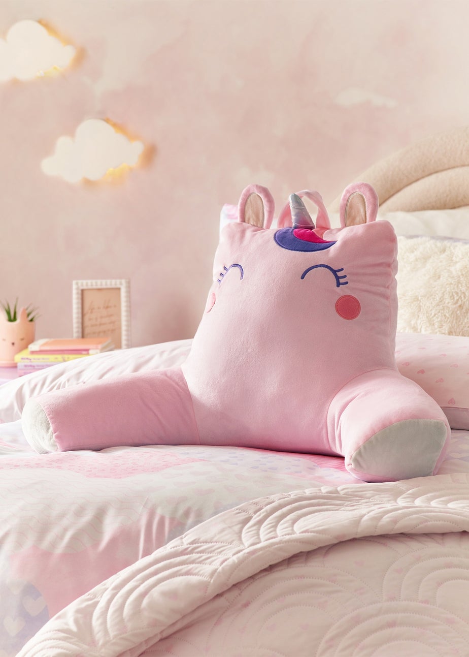 Catherine Lansfield Pink Sparkle Unicorn Cuddle Cushion Back Rest (60x25cm)