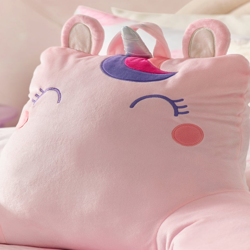 Catherine Lansfield Pink Sparkle Unicorn Cuddle Cushion Back Rest (60x25cm)