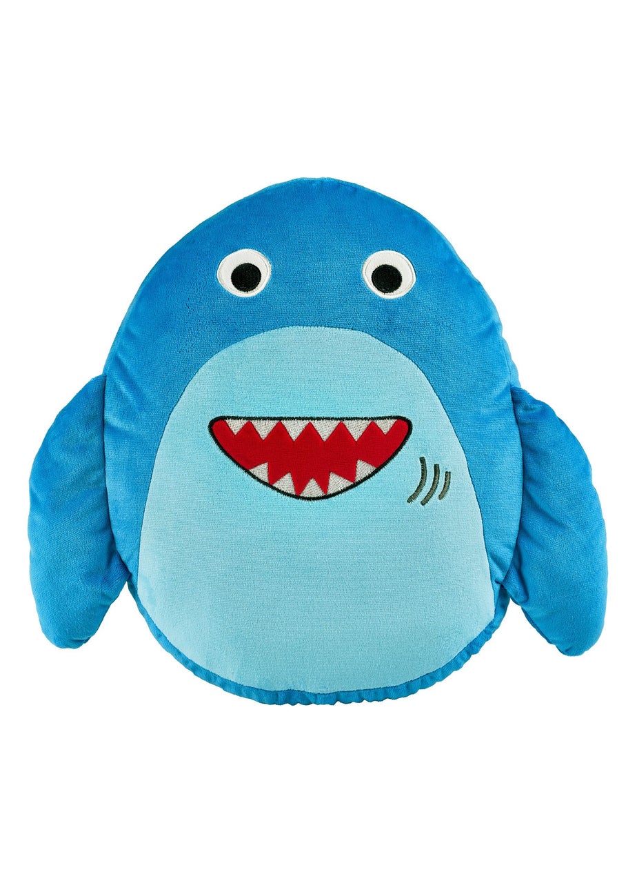 Catherine Lansfield Sheldon the Shark 3D Blue Shaped Cushion (46x42cm)