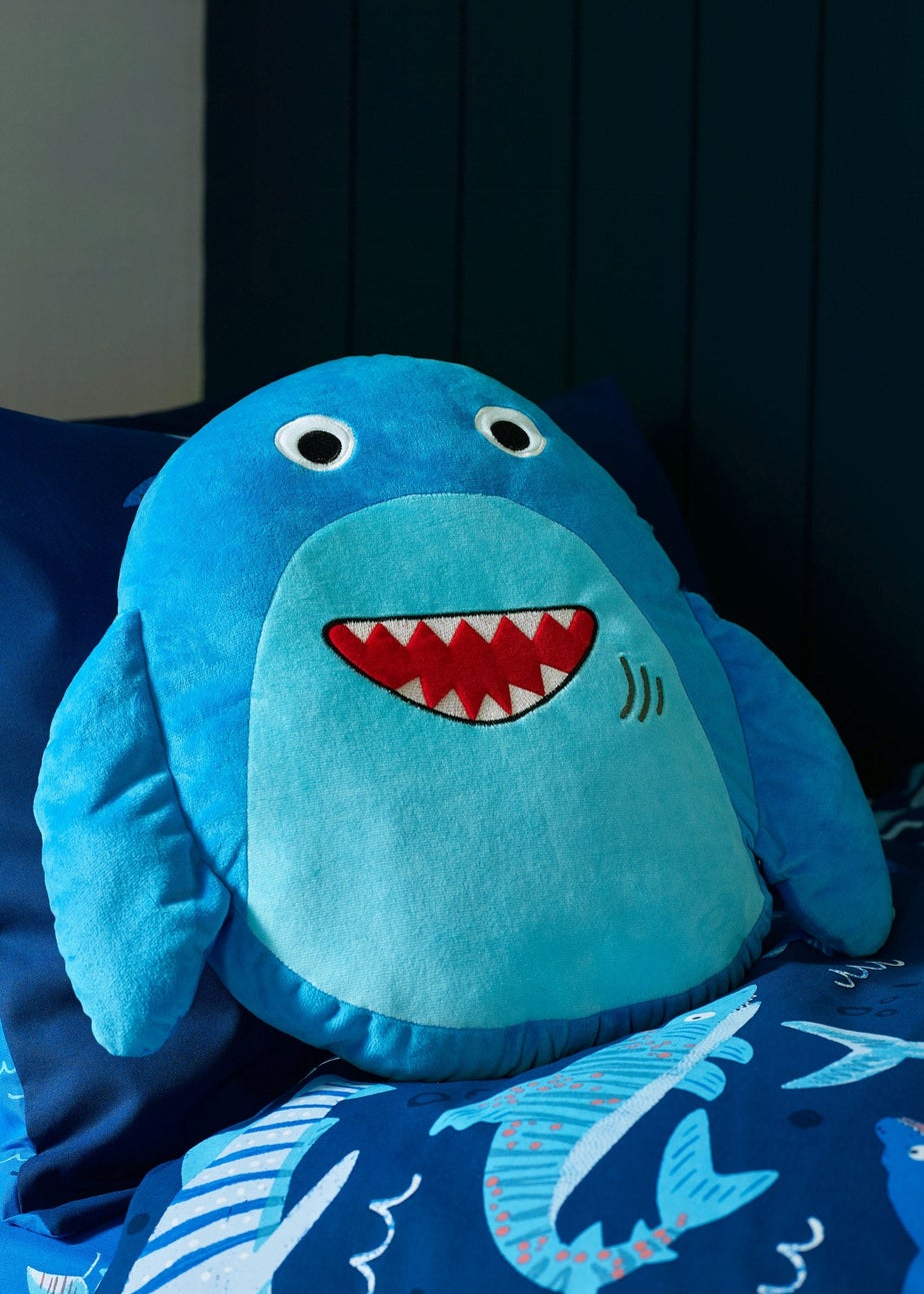 Catherine Lansfield Sheldon the Shark 3D Blue Shaped Cushion (46x42cm)