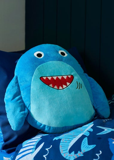 Catherine Lansfield Sheldon the Shark 3D Blue Shaped Cushion (46x42cm)