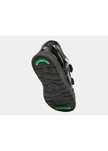 ToeZone Girls Black Isla Patent Heart Rip Tape School Shoes
