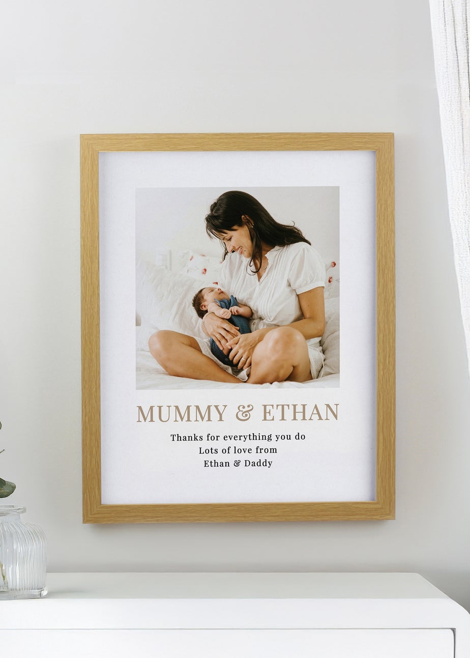 Personalised Memento Company White Square Photo Upload Oak Poster Frame