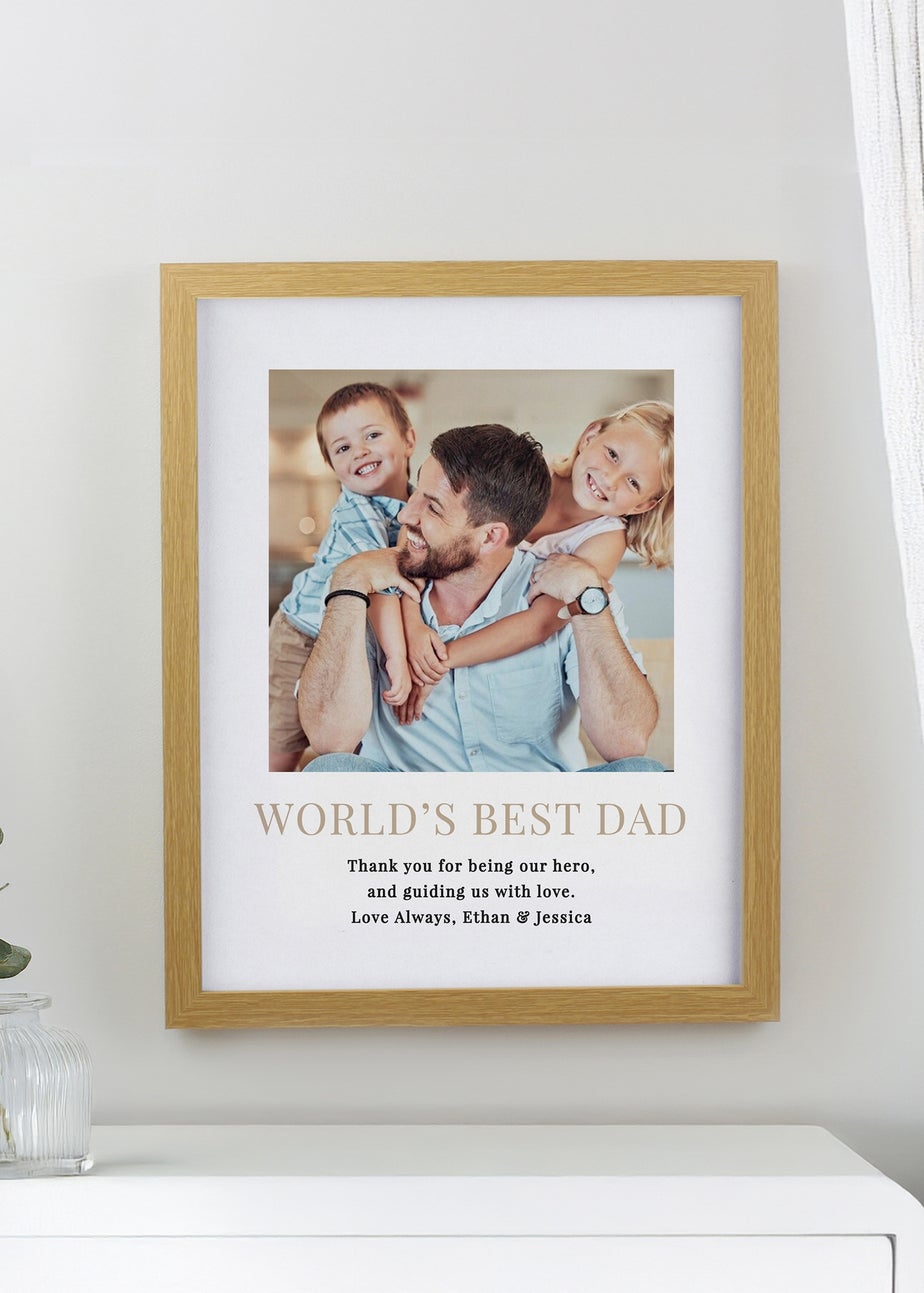 Personalised Memento Company White Square Photo Upload Oak Poster Frame