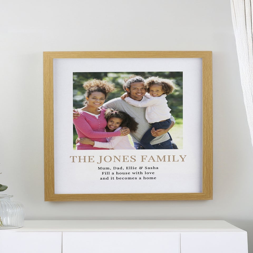 Personalised Memento Company White Square Photo Upload Oak Poster Frame