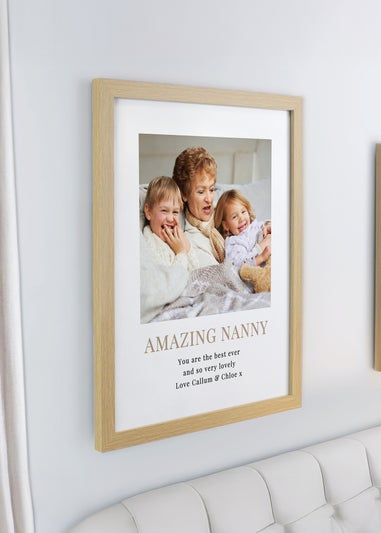 Personalised Memento Company White Square Photo Upload Oak Poster Frame