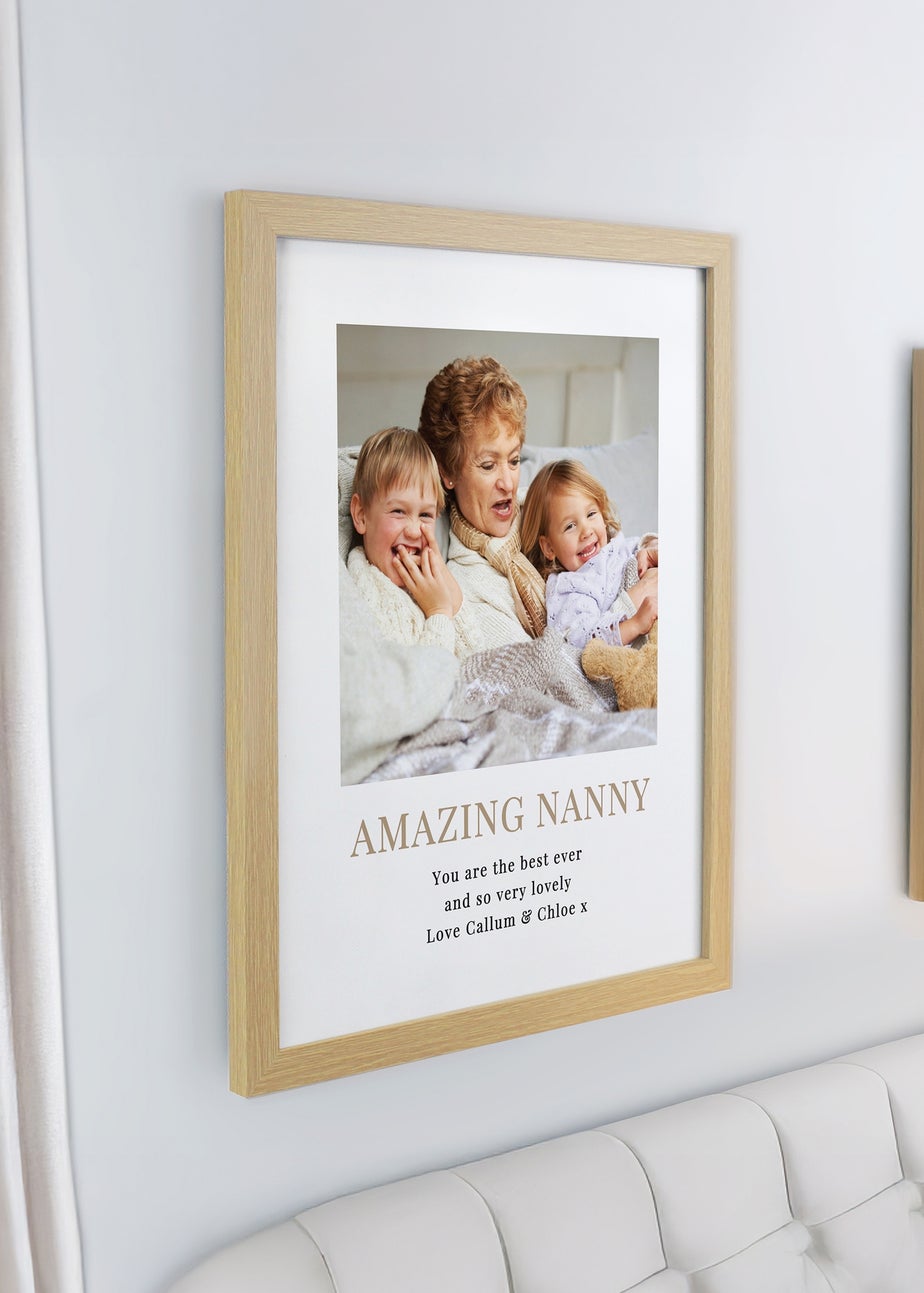 Personalised Memento Company White Square Photo Upload Oak Poster Frame