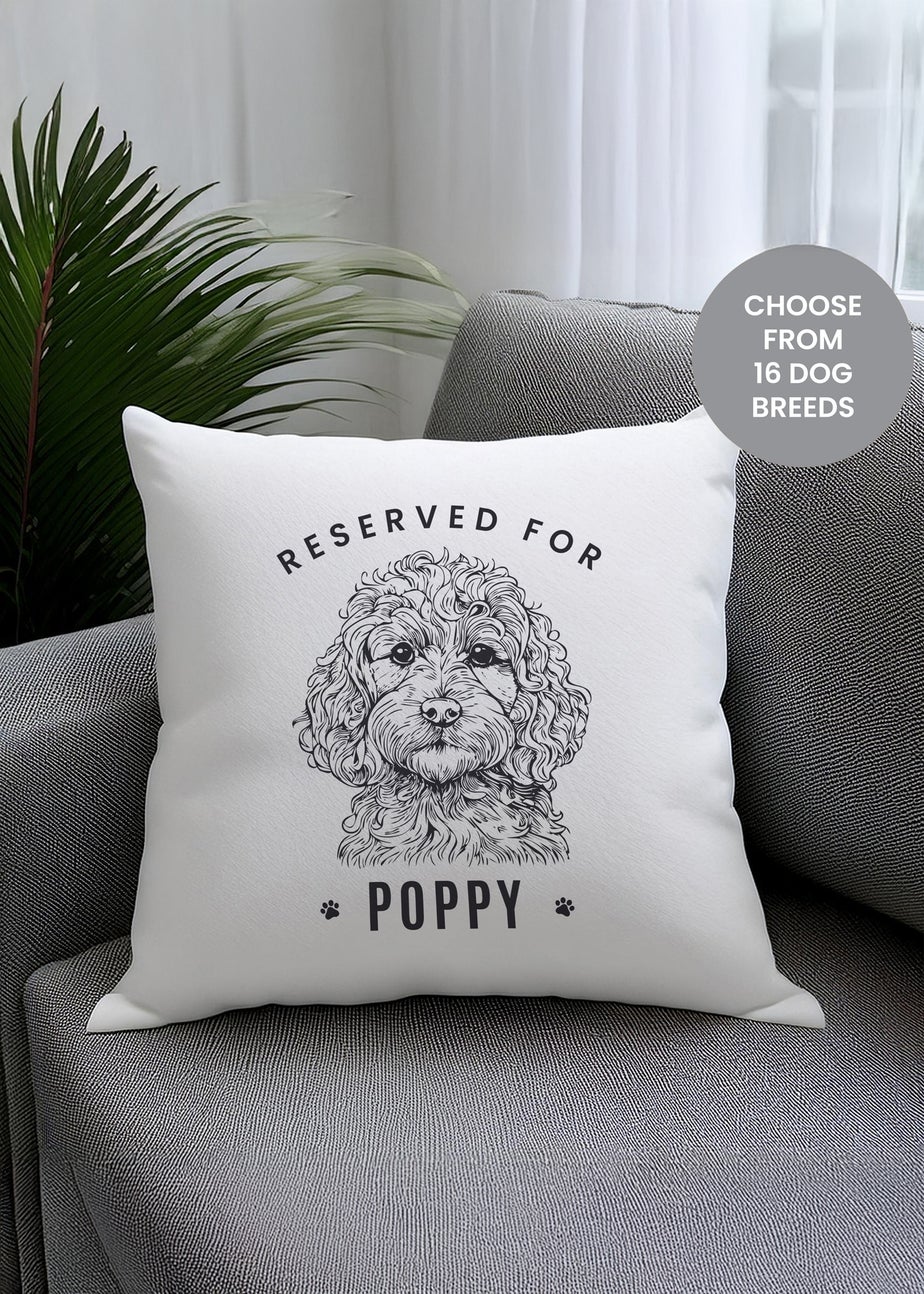 Personalised Memento Company White Reserved For Dog Breed Cushion