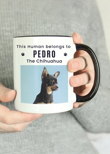 Personalised Memento Company Pet Photo Upload Black Handled Mug