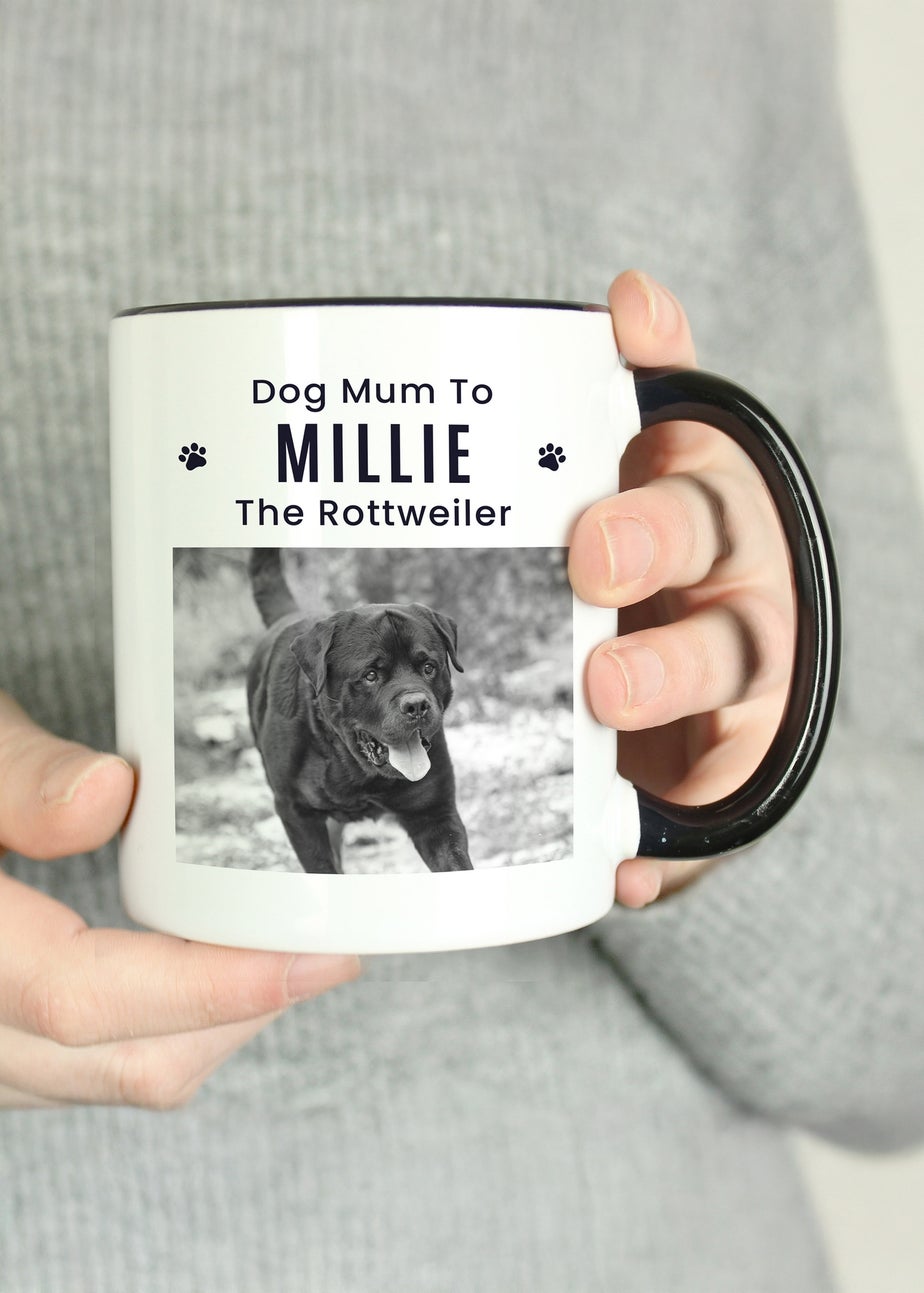 Personalised Memento Company Pet Photo Upload Black Handled Mug