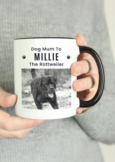 Personalised Memento Company Pet Photo Upload Black Handled Mug