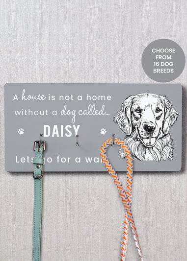 Personalised Memento Company Grey Dog Breed Lead Hooks