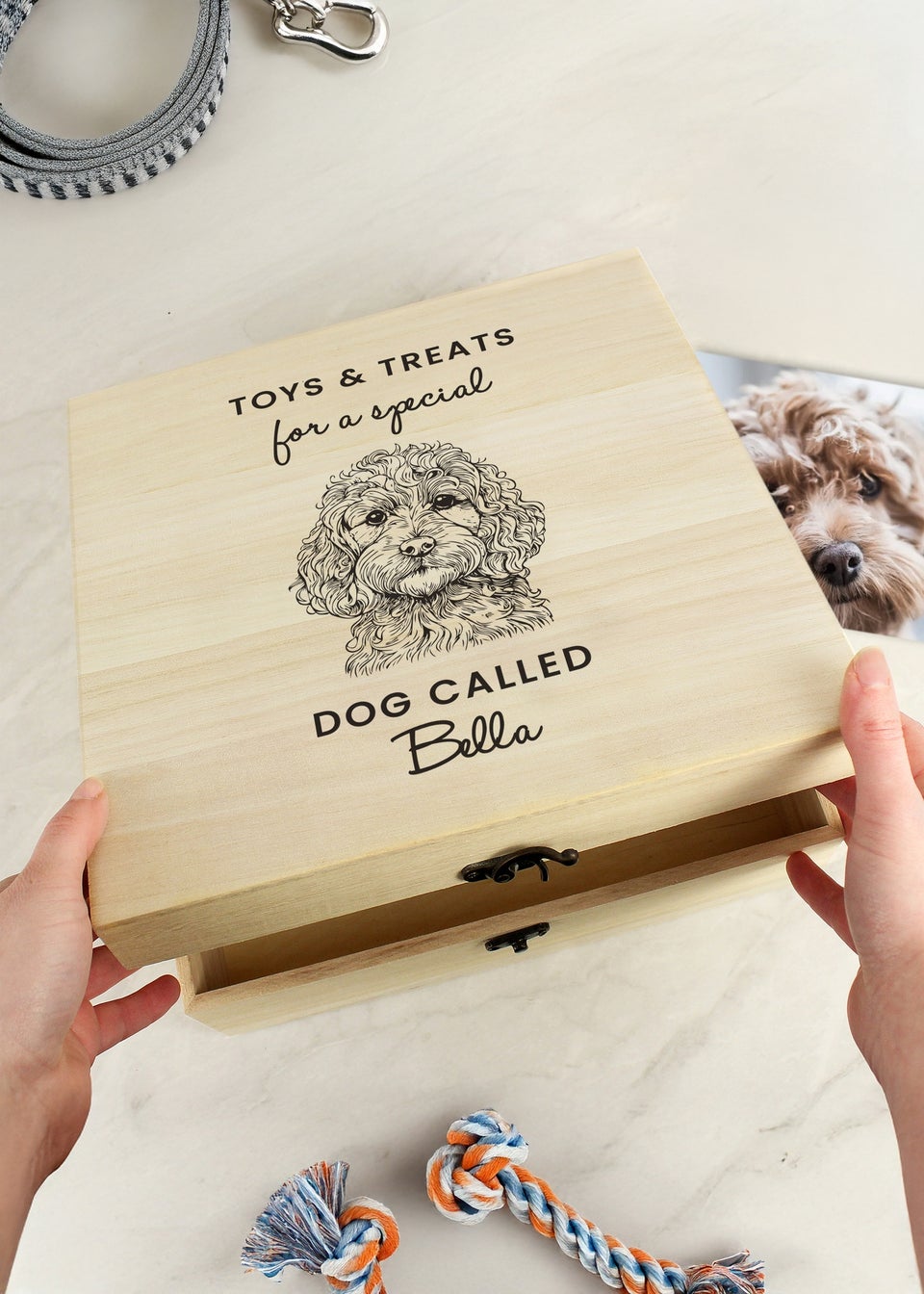 Personalised Memento Company Cockapoo Brown Wooden Storage Box