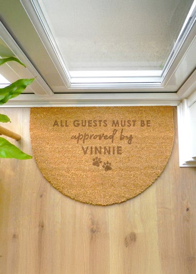 Personalised Memento Company Approved By The Pet Brown Half Moon Indoor Doormat