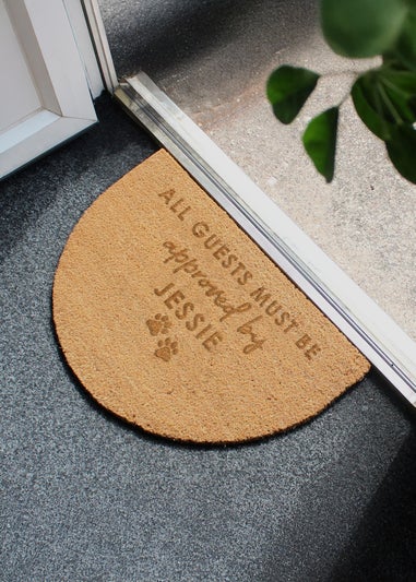 Personalised Memento Company Approved By The Pet Brown Half Moon Indoor Doormat