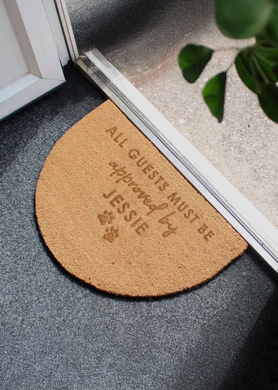 Personalised Memento Company Approved By The Pet Brown Half Moon Indoor Doormat