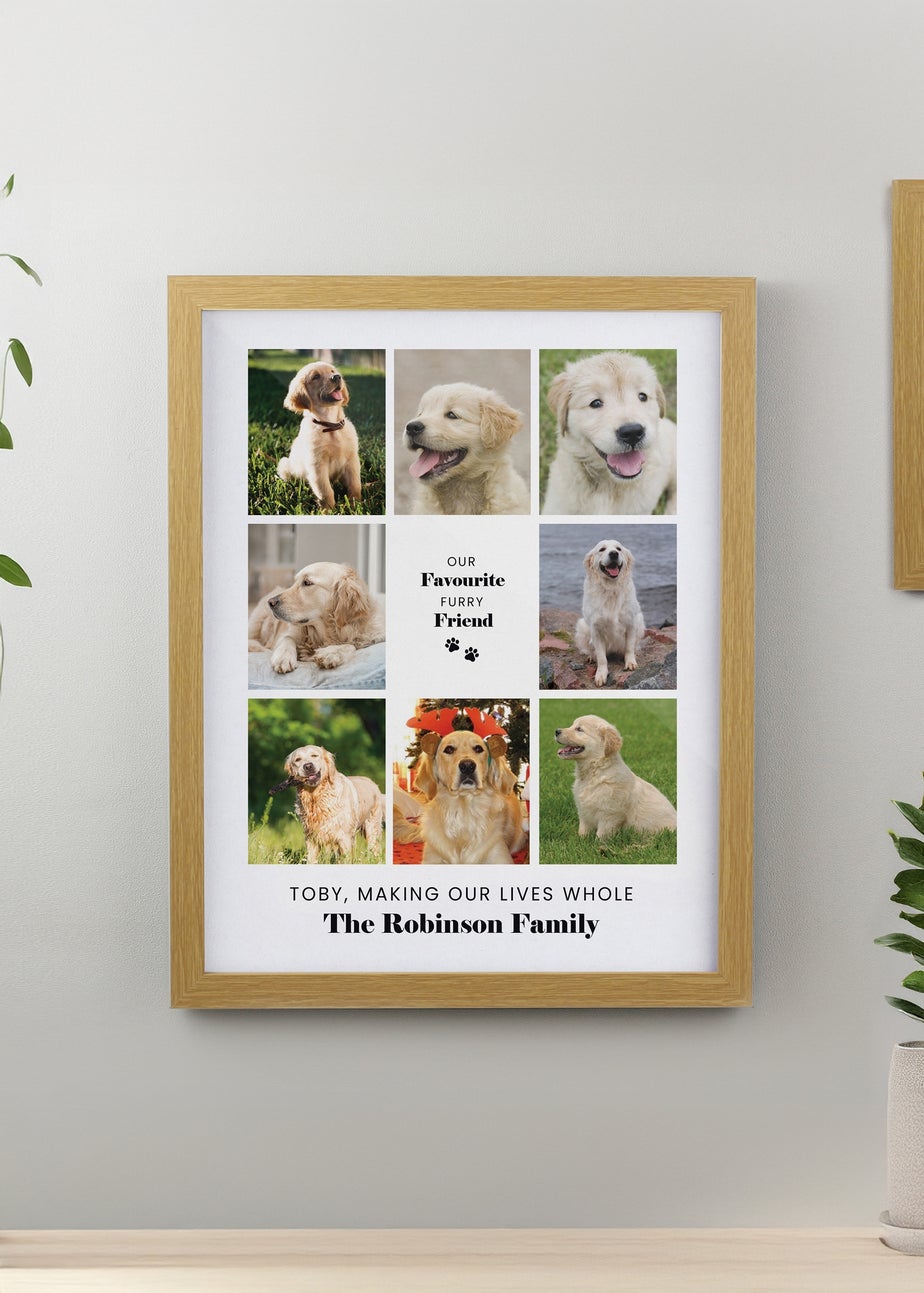 Personalised Memento Company Pet Multi Photo Upload Brown Oak Framed Print