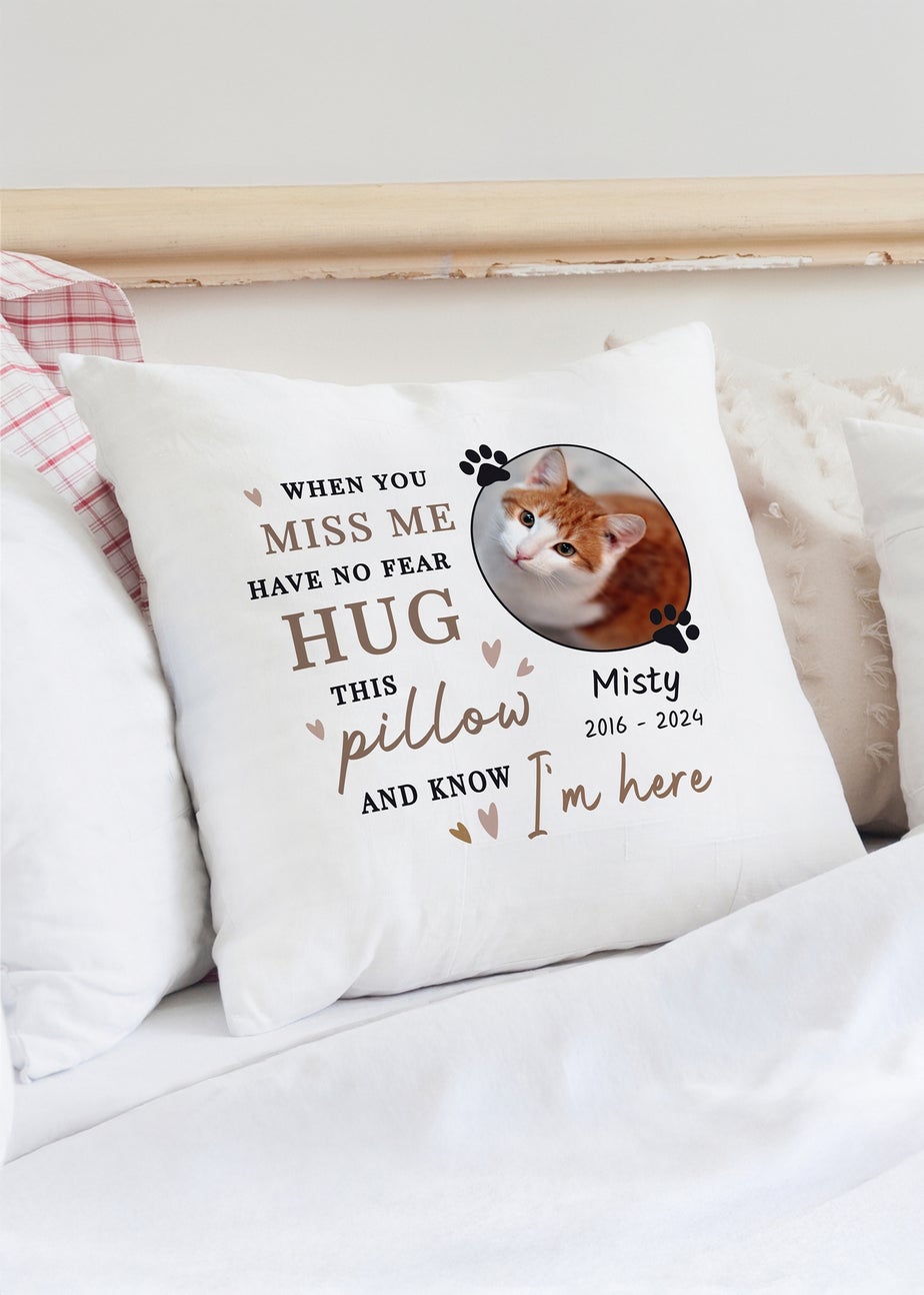 Personalised Memento Company White Memorial Pet Photo Upload Cushion
