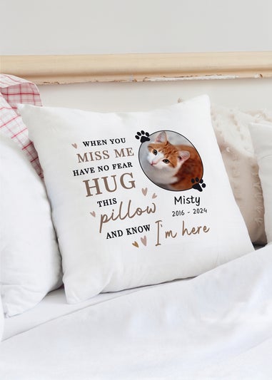 Personalised Memento Company White Memorial Pet Photo Upload Cushion