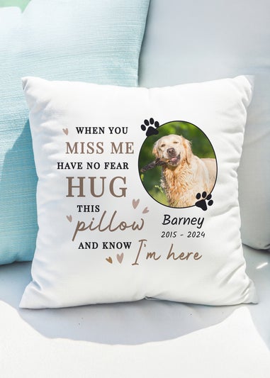 Personalised Memento Company White Memorial Pet Photo Upload Cushion