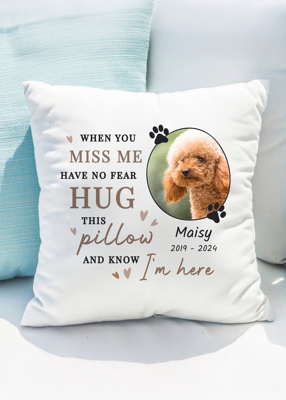 Personalised Memento Company White Memorial Pet Photo Upload Cushion