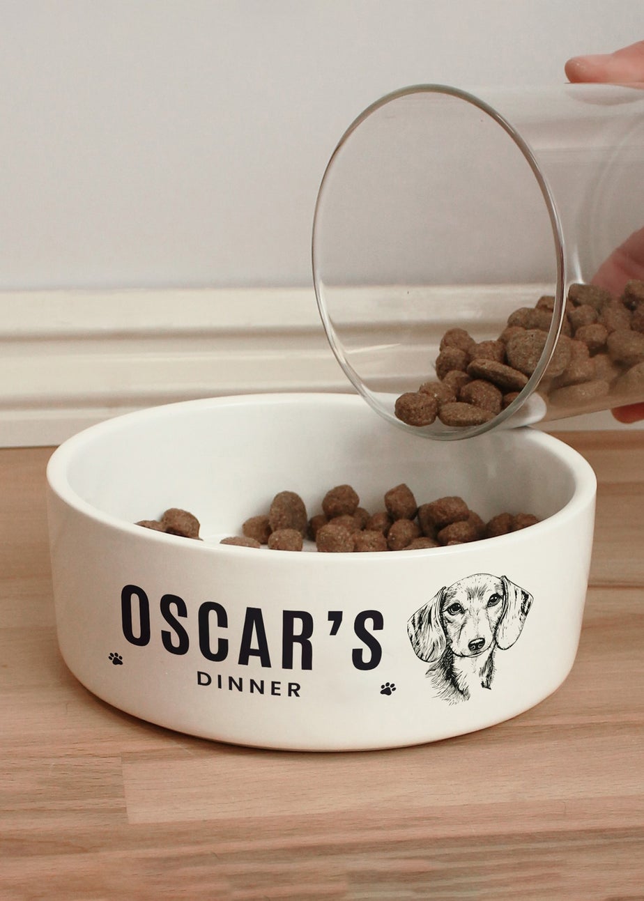 Personalised Memento Company White Dog Breed Feeding Bowl