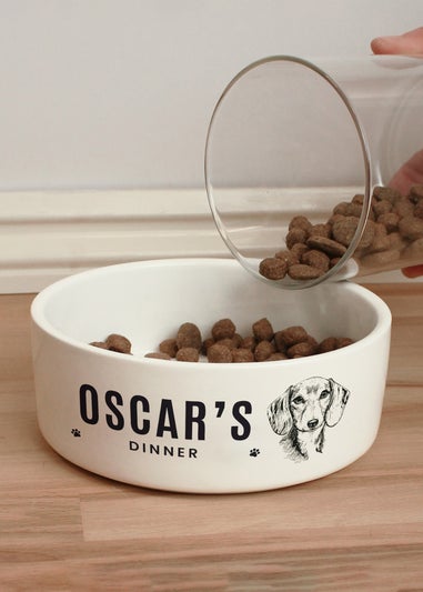 Personalised Memento Company White Dog Breed Feeding Bowl