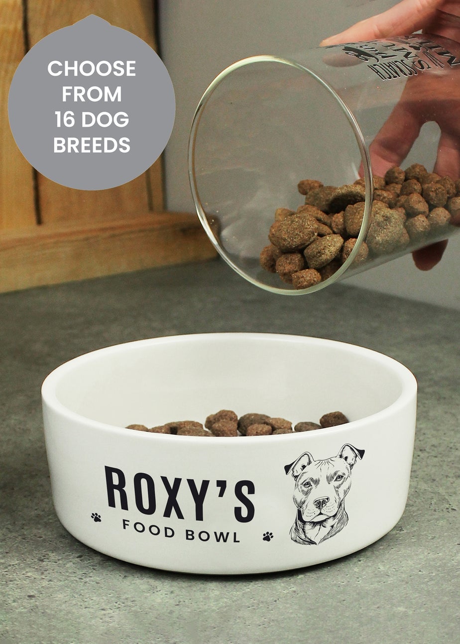Personalised Memento Company White Dog Breed Feeding Bowl