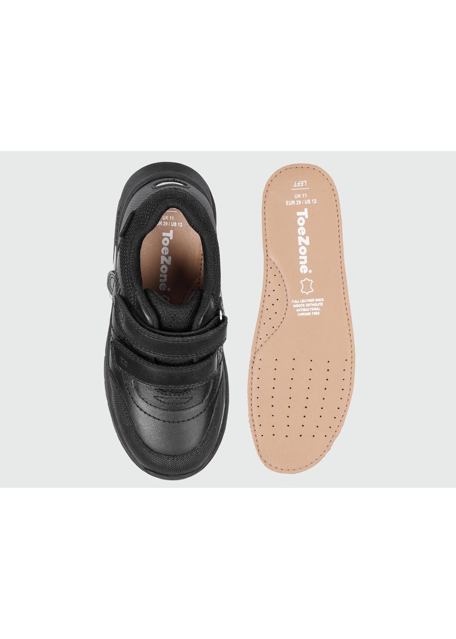 ToeZone Boys Black Strike Football Rip Tape School Shoes