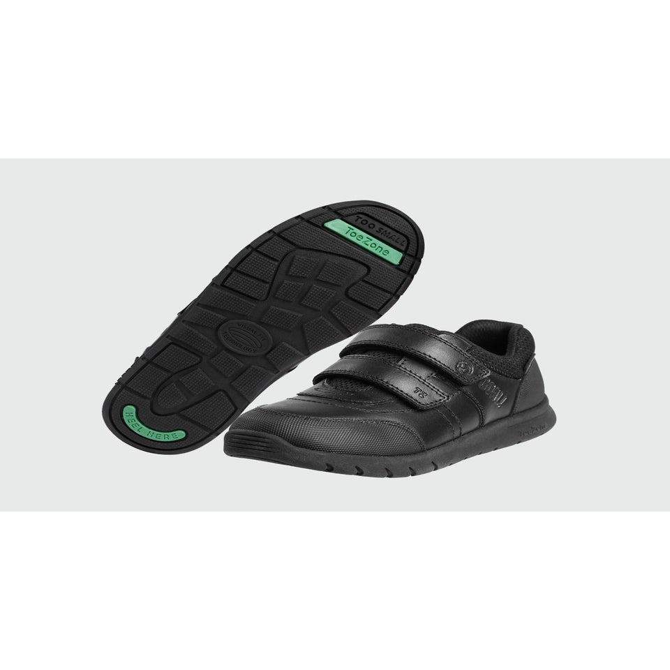 ToeZone Boys Black Strike Football Rip Tape School Shoes