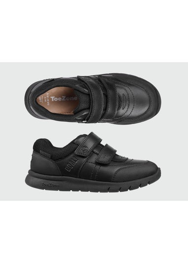 ToeZone Boys Black Strike Football Rip Tape School Shoes