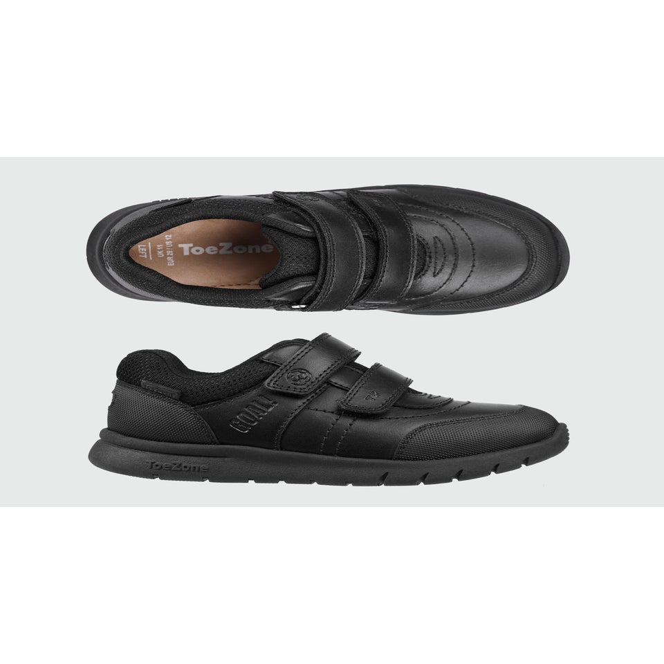 ToeZone Boys Black Strike Football Rip Tape School Shoes