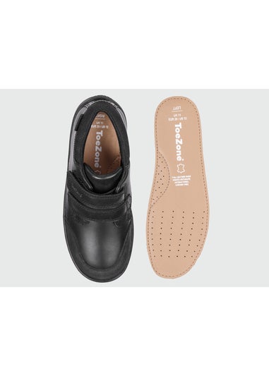 ToeZone Boys Black Oliver Smart Ortholite School Shoes