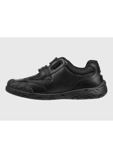 ToeZone Boys Black Luca Dinosaur Rip Tape School Shoes