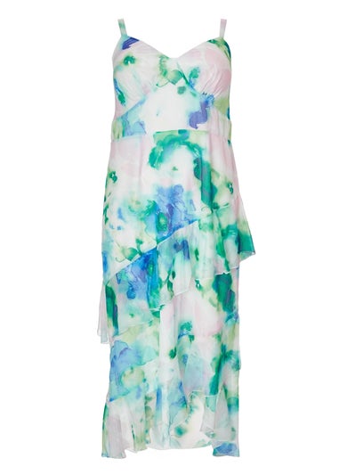 Quiz Blue Curve Floral Chiffon Midaxi Dress