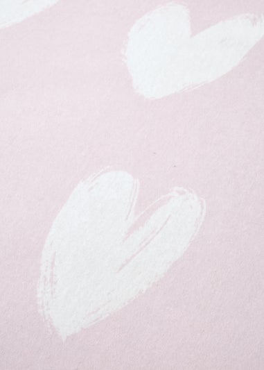 Catherine Lansfield Brushed Cotton Hearts Pink White Fitted Sheet