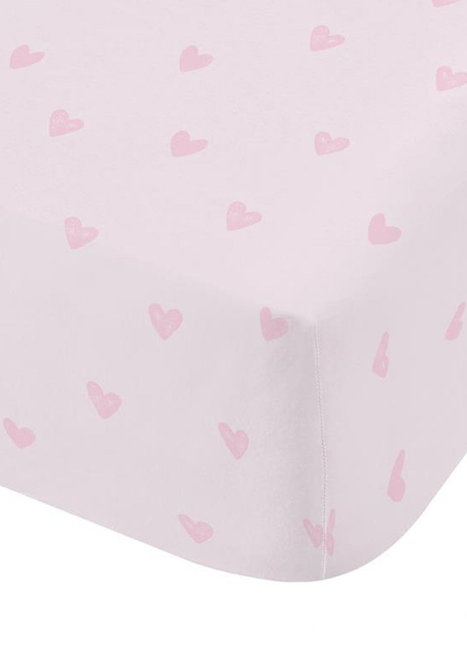 Catherine Lansfield Kids Soft Cloud Hearts Pink Fitted Sheet