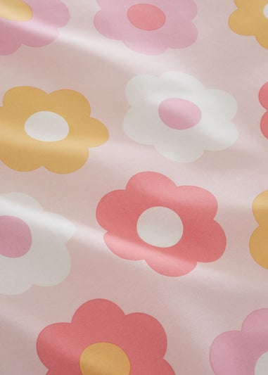 Catherine Lansfield Retro Daisy Pink Yellow Fitted Sheet