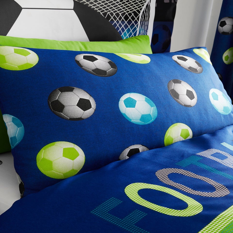 Catherine Lansfield Football Reversible Duvet Cover Set Blue
