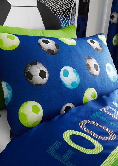Catherine Lansfield Football Reversible Duvet Cover Set Blue
