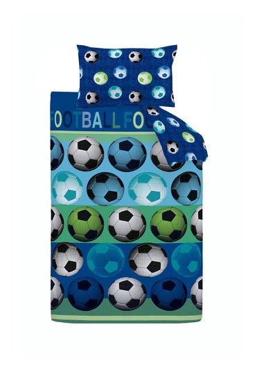 Catherine Lansfield Football Reversible Duvet Cover Set Blue