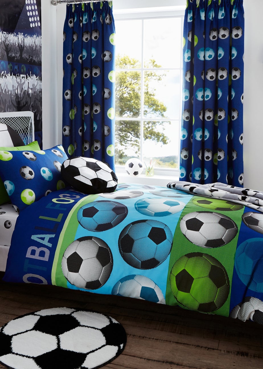 Catherine Lansfield Football Reversible Duvet Cover Set Blue
