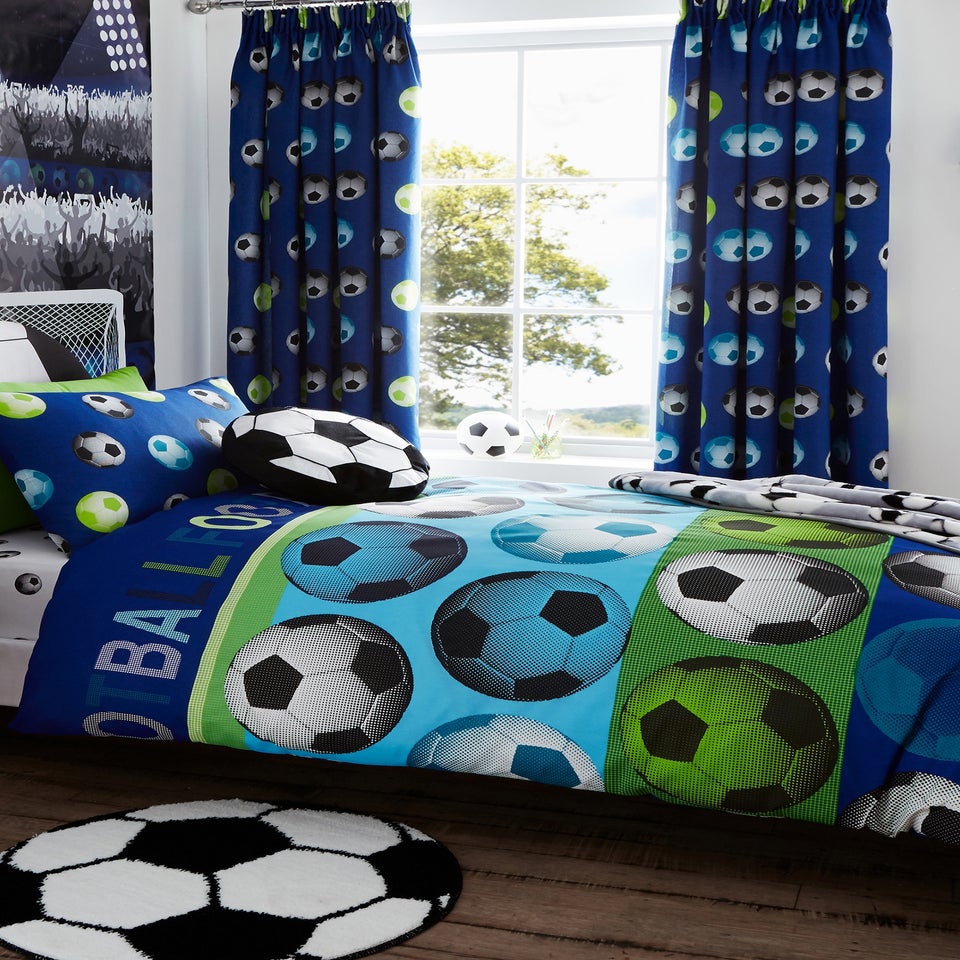 Catherine Lansfield Football Reversible Duvet Cover Set Blue
