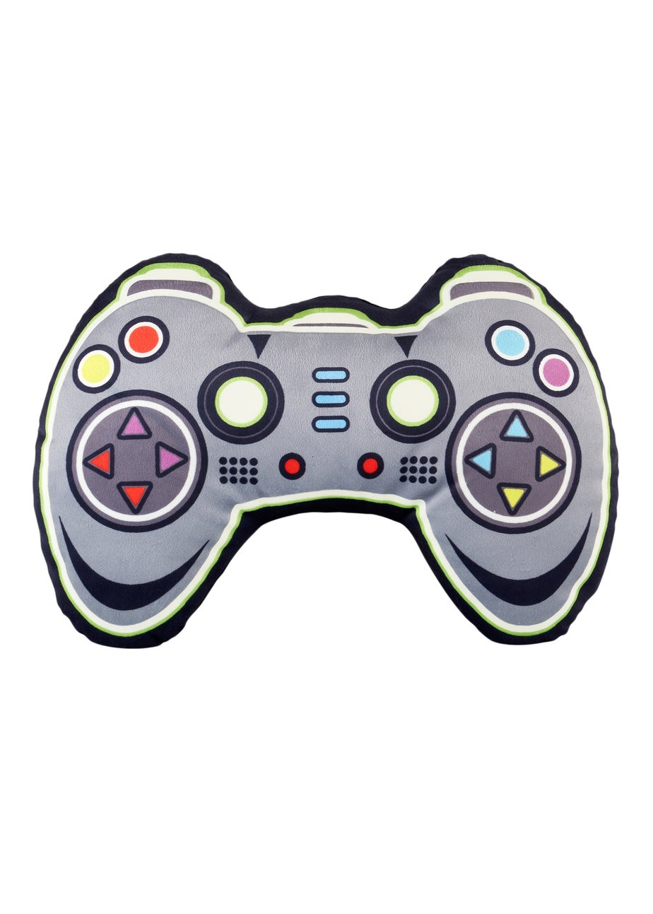 Catherine Lansfield Game Over Glow in the Dark Grey Fleece 3D Shaped Cushion