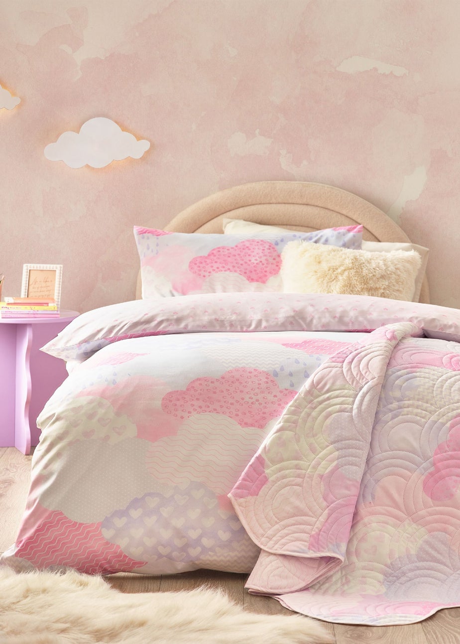 Catherine Lansfield Kids Soft Cloud Pink Pastel Bedspread (150x200cm)