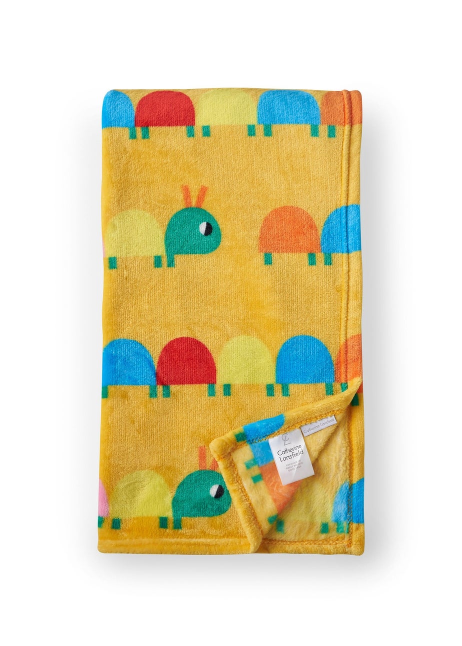 Catherine Lansfield Kids Curious Caterpillar Cosy Fleece Yellow Blanket Throw
