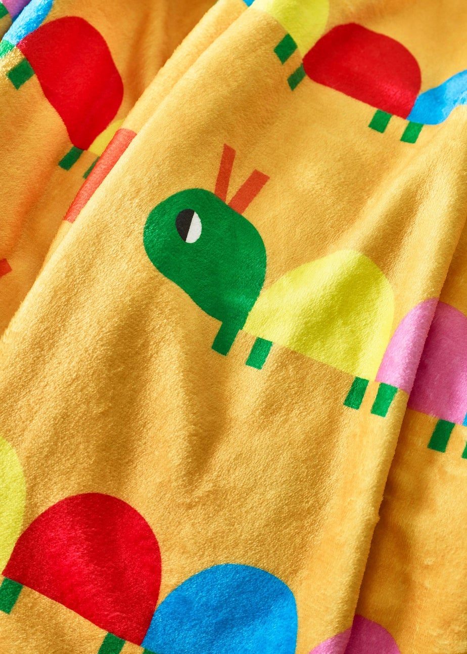 Catherine Lansfield Kids Curious Caterpillar Cosy Fleece Yellow Blanket Throw